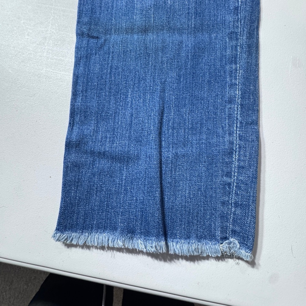 Loft Floral Embroidered Jeans Womens 29 8 Blue Straight Leg Raw Hem Boho Casual - Picture 10 of 15